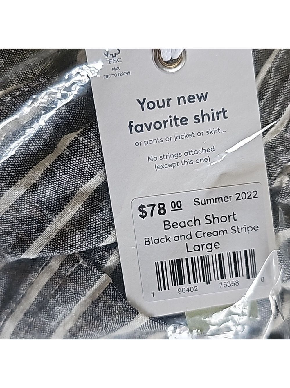 Marine Layer Black Cream Stripe Beach Short - Picture 7 of 8